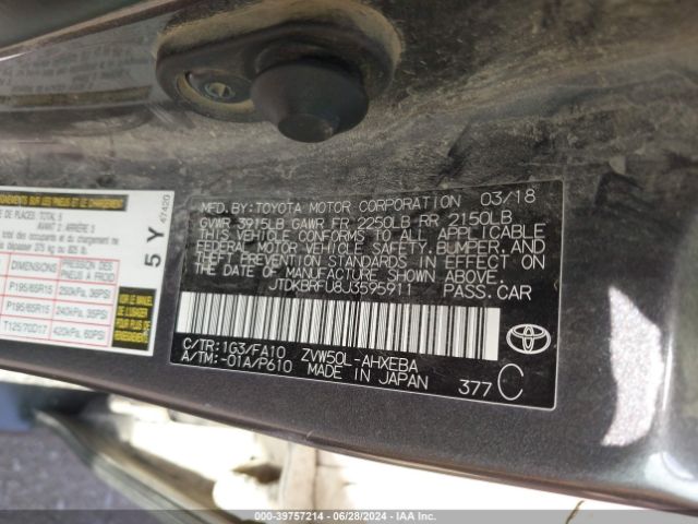 JTDKBRFU8J3595911 Toyota Prius Two