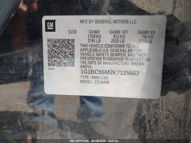 1G1BC5SM2K7125663 Chevrolet CRUZE LS