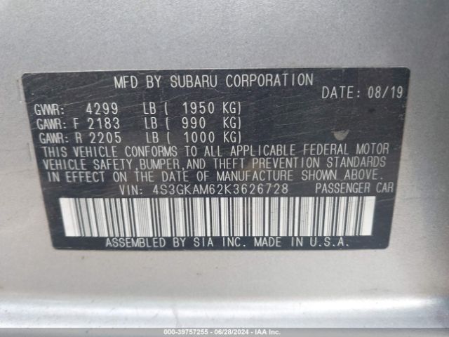 4S3GKAM62K3626728 Subaru Impreza 2.0i Sport