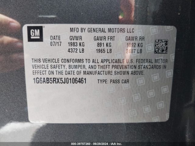 1G6AB5RX5J0106461 Cadillac ATS LUXURY