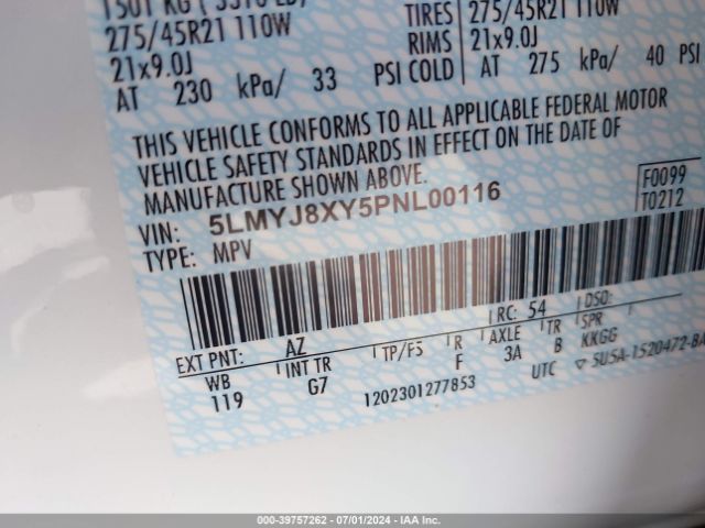 5LMYJ8XY5PNL00116 Lincoln Aviator Grand Touring