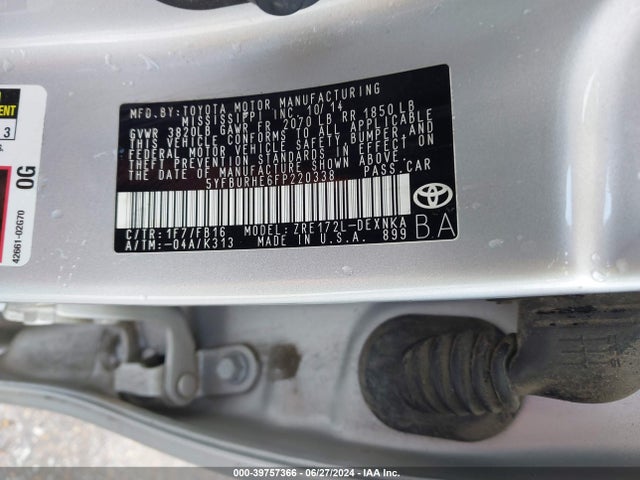 Toyota COROLLA LE 2015 5YFBURHE6FP220338 Image 9