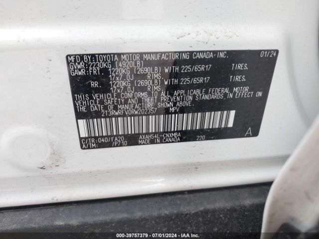 2T3RWRFV0RW202357 Toyota Rav4 Hybrid Xle