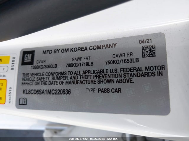 Chevrolet Spark Fwd 1lt Automatic 2021 KL8CD6SA1MC220836 Image 9