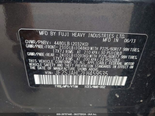 JF2SJAHC2EH459535 Subaru Forester 2.5i Limited