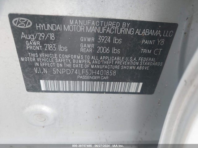 Hyundai ELANTRA SE 2018 5NPD74LF5JH401858 Image 9