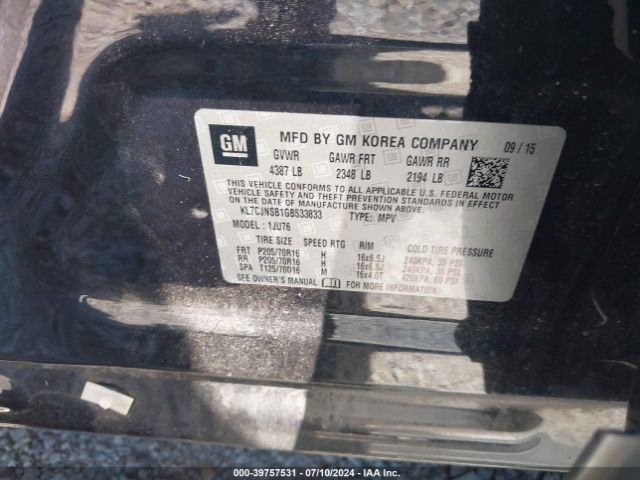 KL7CJNSB1GB533833 Chevrolet Trax 1ls