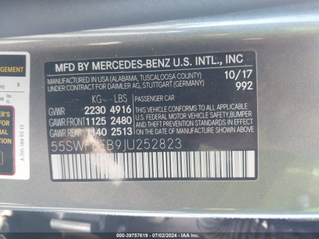 55SWF6EB9JU252823 Mercedes-Benz Amg C 43 4matic