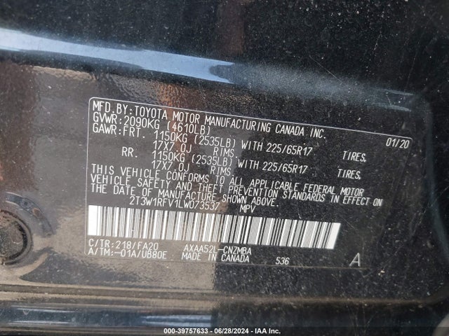 Toyota Rav4 Xle 2020 2T3W1RFV1LW073537 Image 9