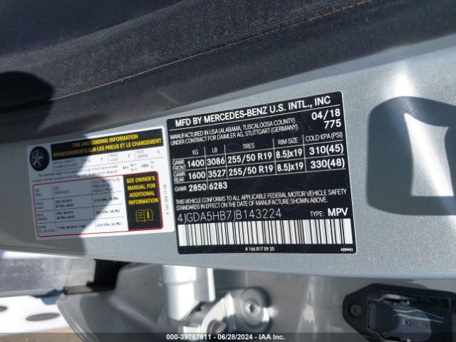 4JGDA5HB7JB143224 Mercedes-Benz Gle 350 4matic