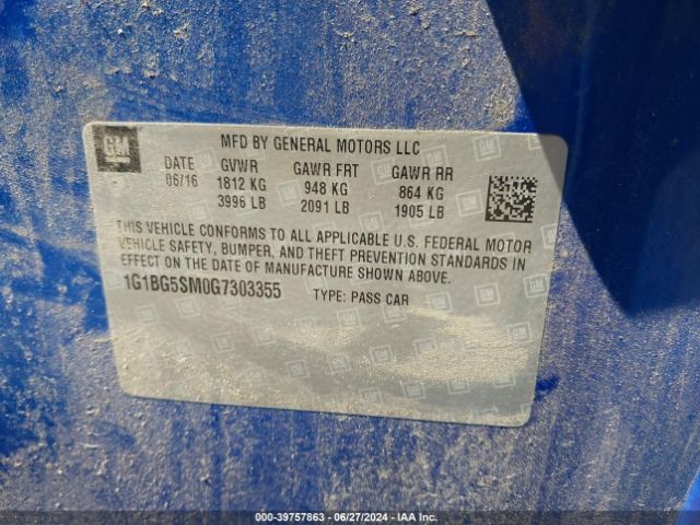 1G1BG5SM0G7303355 Chevrolet Cruze Premier Auto