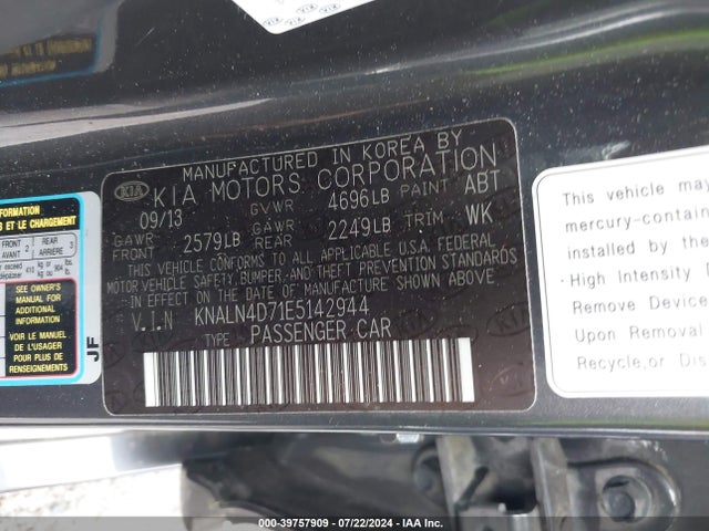 KIA Cadenza Limited 2014 KNALN4D71E5142944 Image 9