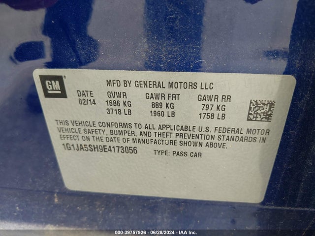 Chevrolet Sonic Ls Auto 2014 1G1JA5SH9E4173056 Image 9