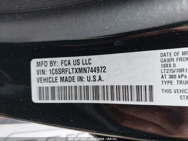 1C6SRFLTXMN744972 RAM 1500 Rebel  4x4 5'7 Box