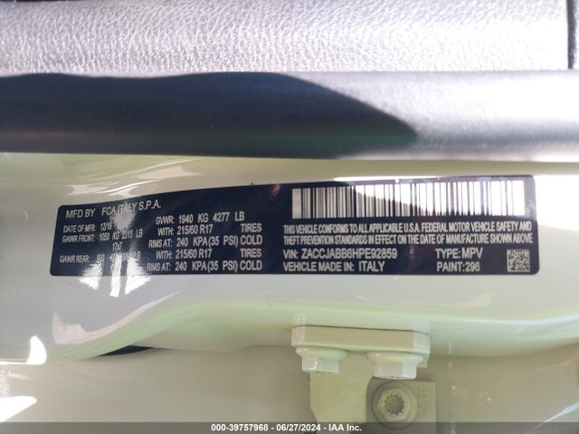 ZACCJABB6HPE92859 Jeep Renegade Latitude Fwd