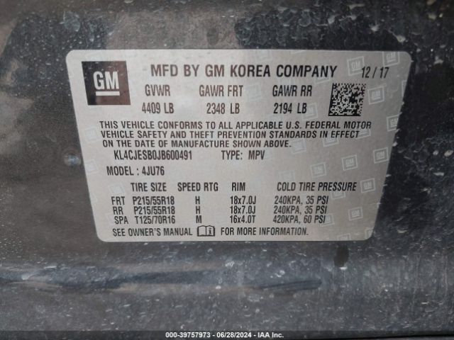 KL4CJESB0JB600491 Buick Encore Preferred