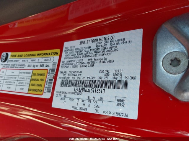 Ford Mustang Ecoboost Premium Fastback 2020 1FA6P8THXL5118513 Image 9