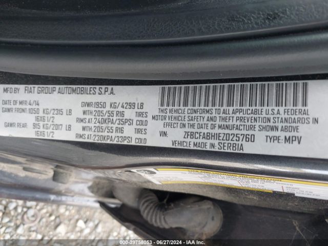 ZFBCFABH1EZ025760 Fiat 500l Easy