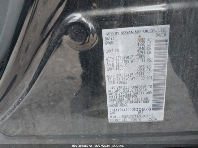 Nissan ROGUE SV 2018 5N1AT2MT7JC800978 Image 9