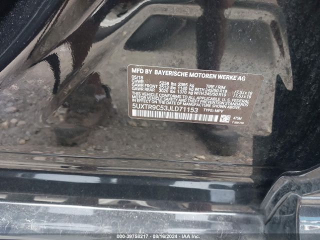 5UXTR9C53JLD71153 BMW X3 Xdrive30i