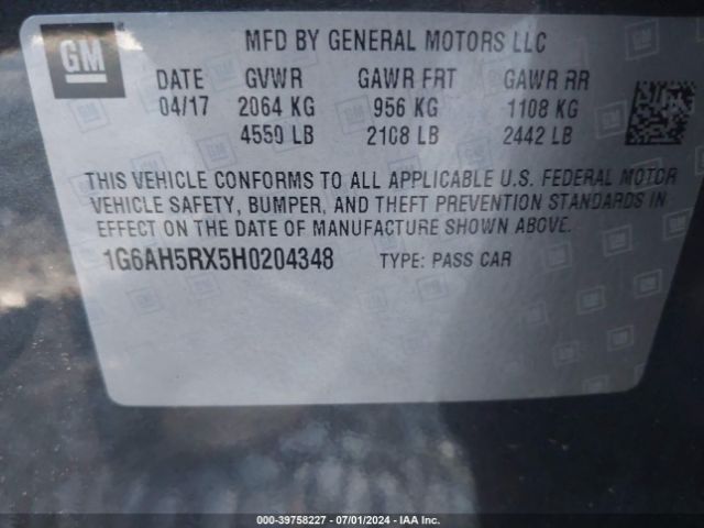 1G6AH5RX5H0204348 Cadillac ATS LUXURY