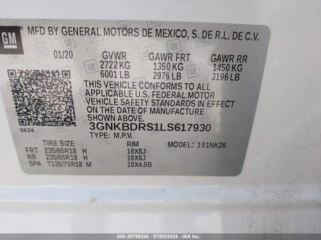 Chevrolet Blazer Fwd 3lt 2020 3GNKBDRS1LS617930 Image 9