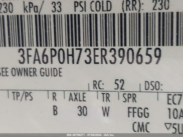 Ford FUSION SE 2014 3FA6P0H73ER390659 Image 9