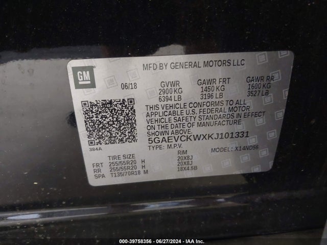 Buick Enclave Awd Avenir 2019 5GAEVCKWXKJ101331 Image 9