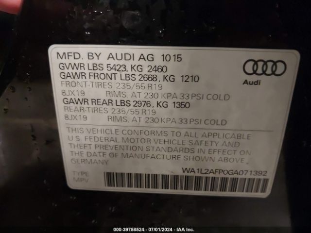 WA1L2AFP0GA071392 Audi Q5 2.0t Premium
