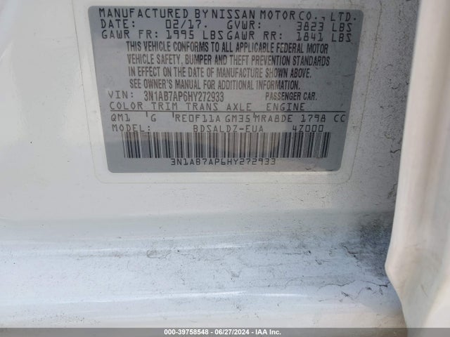 Nissan SENTRA SV 2017 3N1AB7AP6HY272933 Image 12