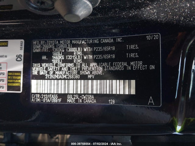 Lexus RX 350 2021 2T2HZMDA0MC268380 Image 9