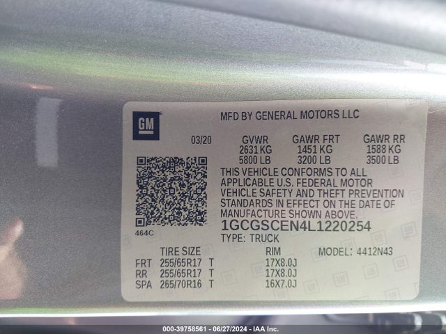 1GCGSCEN4L1220254 Chevrolet Colorado 2wd  Short Box Lt