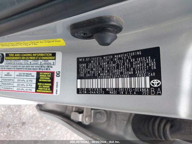 Toyota COROLLA LE 2016 5YFBURHE5GP427885 Image 9