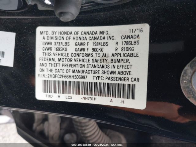2HGFC2F66HH506997 Honda Civic Lx