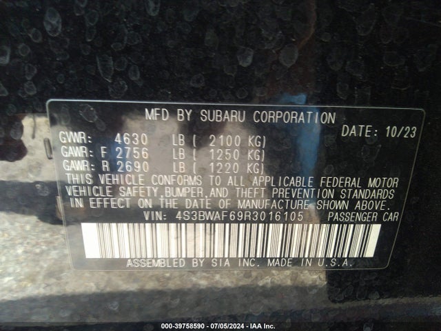 4S3BWAF69R3016105 Subaru Legacy Premium