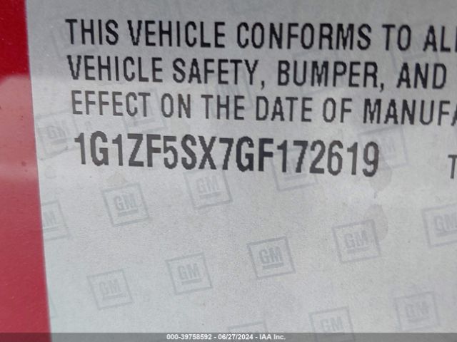 1G1ZF5SX7GF172619 Chevrolet MALIBU 2LT