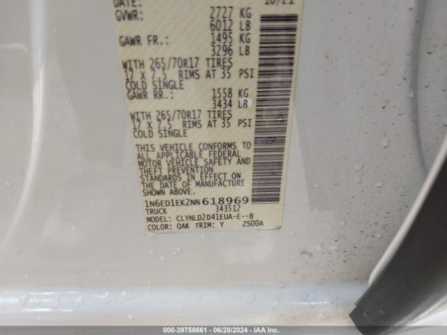 1N6ED1EK2NN618969 Nissan Frontier Pro-4x 4x4