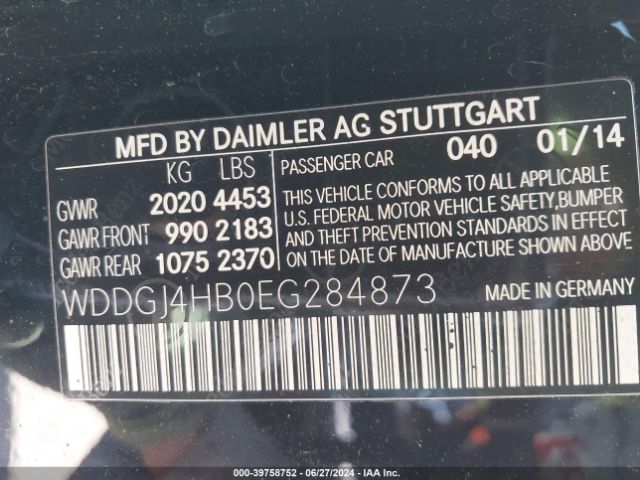 WDDGJ4HB0EG284873 Mercedes-Benz C 250
