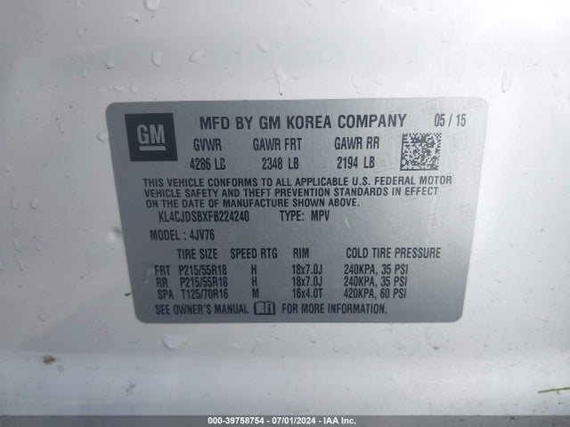 KL4CJDSBXFB224240 Buick Encore Premium