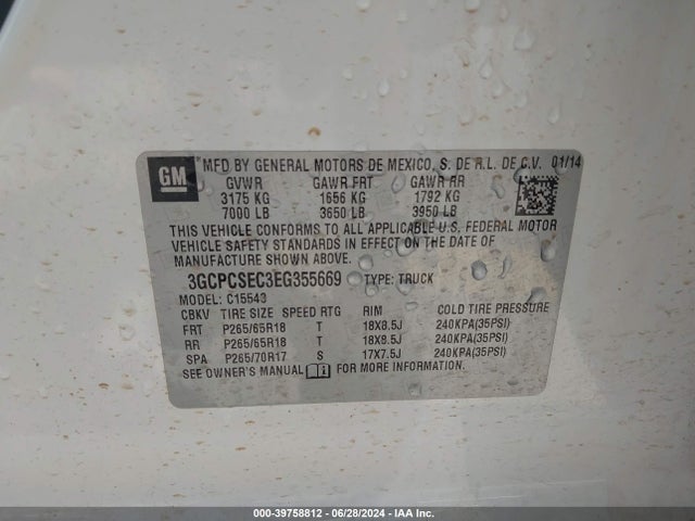 Chevrolet Silverado 1500 2lz 2014 3GCPCSEC3EG355669 Image 9
