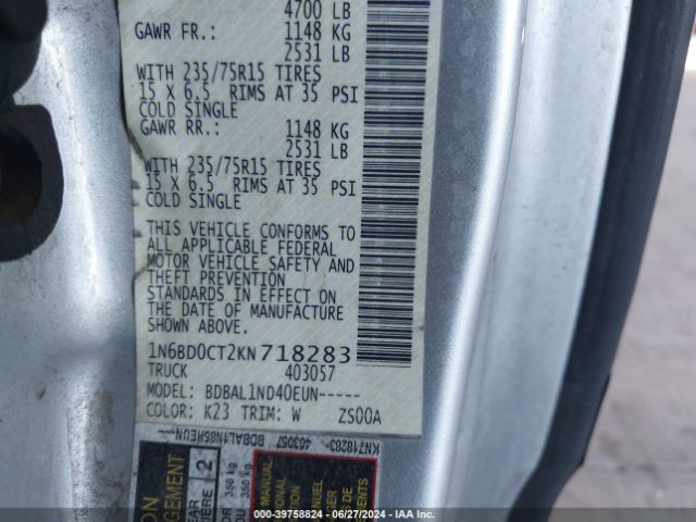 1N6BD0CT2KN718283 Nissan FRONTIER S