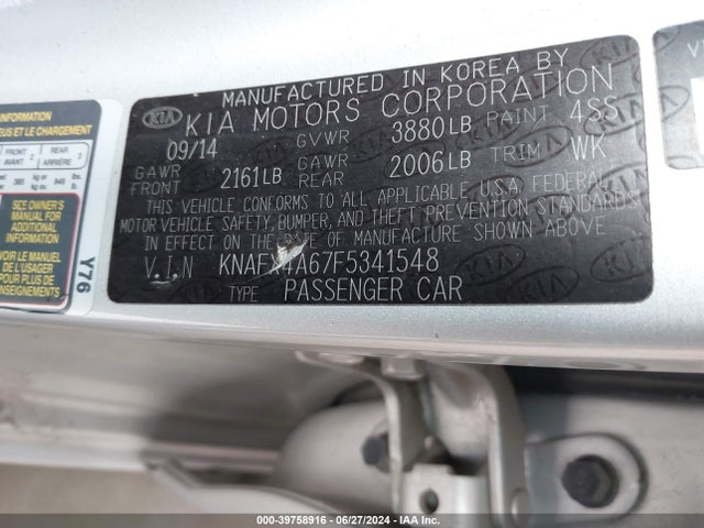 KIA FORTE LX 2015 KNAFX4A67F5341548 Image 9