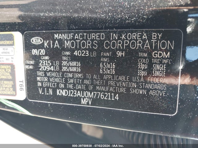 KIA SOUL LX 2021 KNDJ23AU0M7762114 Image 8