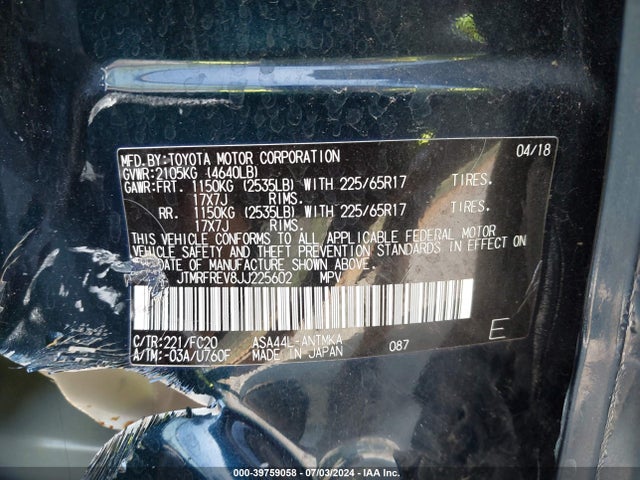 Toyota Rav4 Xle 2018 JTMRFREV8JJ225602 Image 9