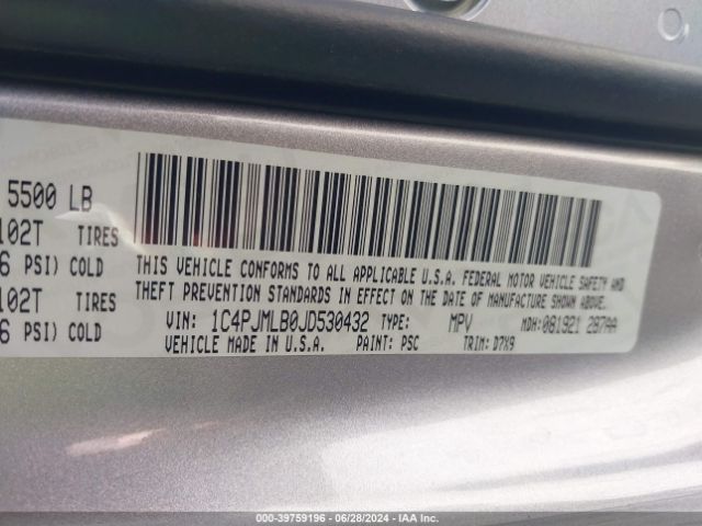 1C4PJMLB0JD530432 Jeep Cherokee Latitude Plus 4x4