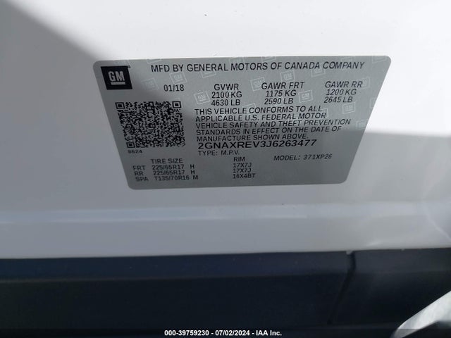 Chevrolet EQUINOX LS 2018 2GNAXREV3J6263477 Image 9