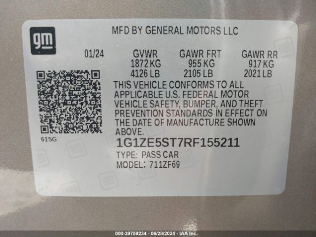 1G1ZE5ST7RF155211 Chevrolet MALIBU LT