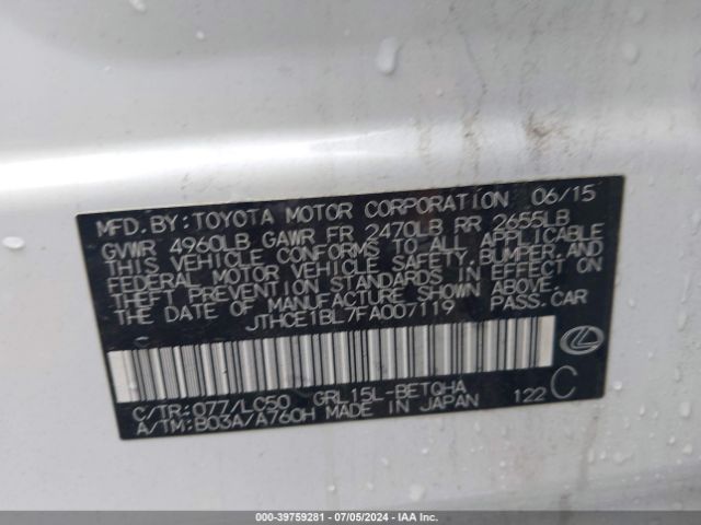 JTHCE1BL7FA007119 Lexus GS 350