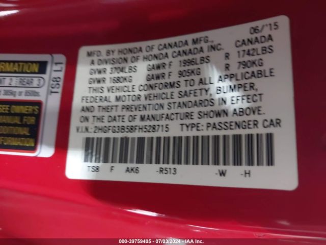 2HGFG3B58FH528715 Honda Civic Lx