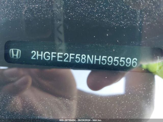 2HGFE2F58NH595596 Honda Civic Sport